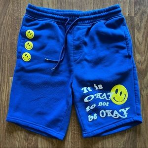 smiley face sweat shorts
